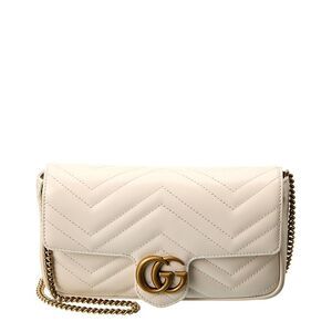 Gucci Gg Marmont Mini Leather Shoulder Bag, White